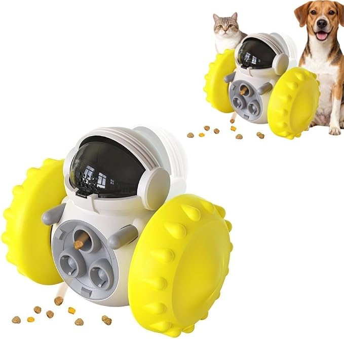 Interactive Dog Treat Dispenser for Slow Feeder (Yellow)