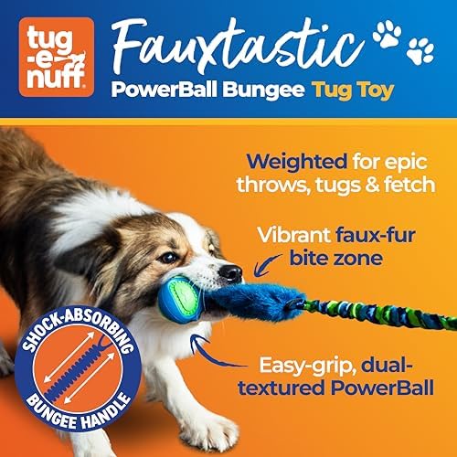 Tug-E-Nuff Fauxtastic PowerBall Bungee Tug (Pink Pattern), Dog Toys, 25 in