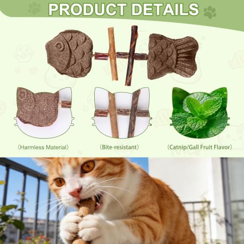 3Pcs Catnip and Silvervine Chew,Catnip and Silvervine Chew Toys for Cats,Natural Fishbone Chew Toy for Cats,Fishbone-Shaped Cat Dental Toy for Chewing,Licking,Pawing,Boredom Relief