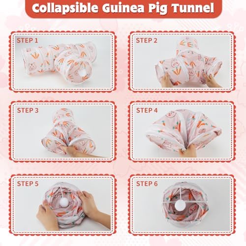 YUEPET Bunny Tunnels & Tubes, Collapsible 3 Way Rabbit Hideout Tunnel