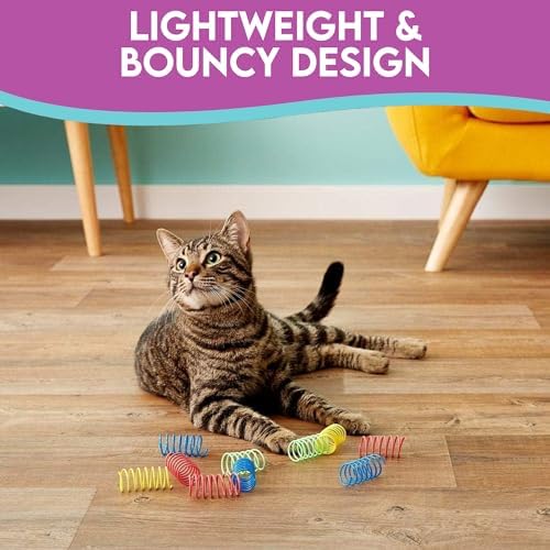 SPOT Colorful Cat Spring Toys – 2" Bouncy Coils for Indoor Cats & Kittens to Swat, Chase, Bite – Interactive Enrichment Toys, Safe Plastic, 10-Pack, Multi-Color
