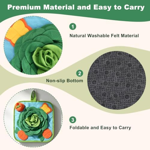 Snuffle Mat for Small Animals Nose Smell Training, Green Blue