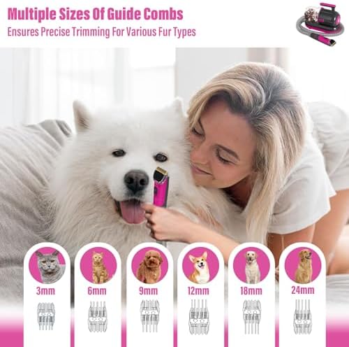 Dog Grooming Vacuum Kit with Clippers and Nail Grinder, 1.2L Pet Grooming Vacuum for Shedding, Low-Noise Dog Hair Vacuum with Grooming Brush for Home Cleaning Grooming,Dyson-Style Gray