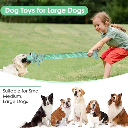 Drmstow Large Squeaky Dog Toys and Interactive Dog Tug-of-War Toy, Tough Plush Dog Toy, Cute Puppy Toys, Pet Chewable Toys Plaything for Small Medium and Large Dogs