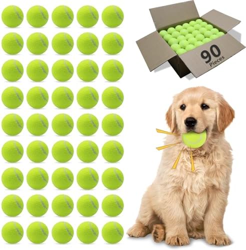 Magicorange Dog Tennis Balls, 90 Pack 2.5 inch Squeaky Tennis Balls