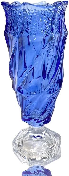 Glass Flower vase 2.4lb 9.5inch,Bohemian Style, for Centerpieces,Wedding,Home Decor Glass Vase (Blue)