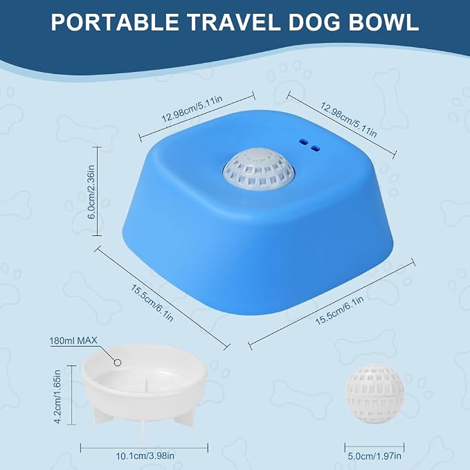 Aolso Slow Feeder Dog Bowl with Rolling Ball, Liquid Treat Lick Bowl