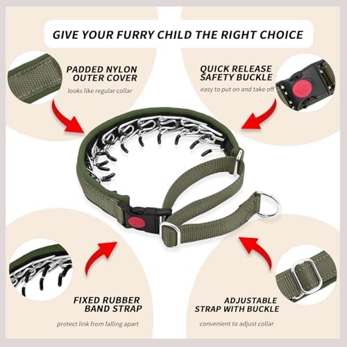 No Pull Martingale Dog Collar for Large Medium Small Dogs, Heavy Duty Nylon Reflective Adjustable Anti Pull Slip Collar with Buckle for Training Walking S Army Green