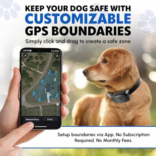 GF03 H-GPS Dog Fence, Wireless Dog Fence with No Subscription, Virtual Dog Containment System with Customizable Boundary, 2-in-1 Training Collar, Waterproof & Rechargeable for Medium Large Dogs