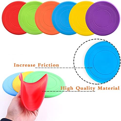 Bvrbaory 6 Pack Dog Flying Discs - Interactive, Soft Floating Saucer for Small, Medium Dogs - Safe on Teeth