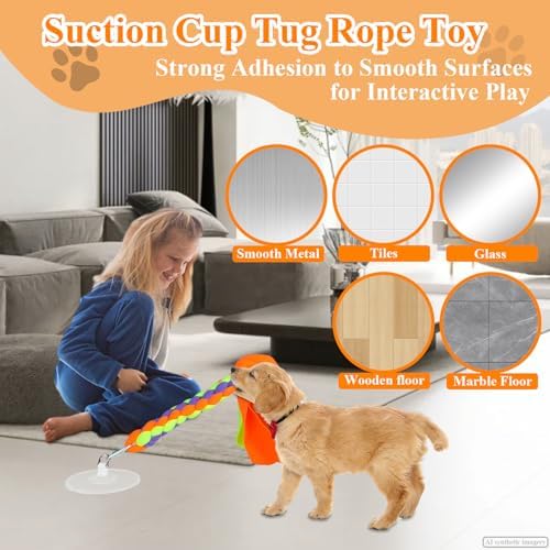 Suction Cup Dog Toys for Small Medium Dogs, Interactive Rope Toys