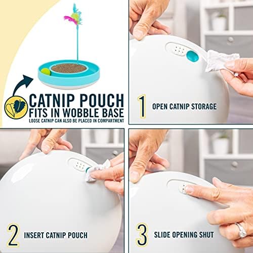 OurPets Wobble Scratch Track Cat Toy - Interactive Cat Toys for Indoor Cats with Ball Track That Rolls; Feather Wand and Scratcher Pad. Great as a Kitten Toy for Self Play to Keep Them Busy