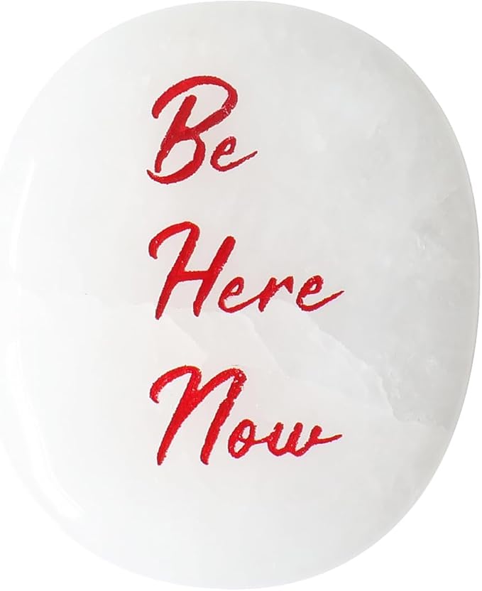 Selenite Crystal Worry Stones - Small Crystals for Big Stress Relief - The Ultimate Cheer Up & Encouragement Gift for Natural Reiki Healing - Real Motivational Strength Rocks - Be Here Now