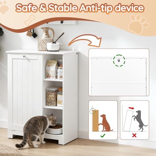 Tilt-Out Dog Food Storage Cabinet, Multi Size, White