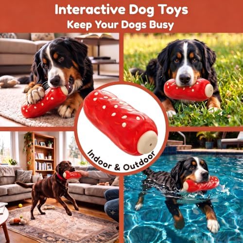 Squeaky Dog Chew Toys, Interactive Tough Indestructible Dog Toys for Aggressive Chewers, Medium to Large Dogs, Indoor & Outdoor Use