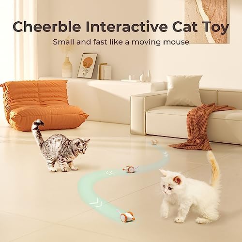 Cheerble Interactive Cat Toys for Indoor Cats, Automatic Cat Toy with LED Lights, Wicked Mouse Toys, Kitten Toys, Pet Supplies, Smart Electric Cat Toy, USB Rechargeable, Auto On/Off(Yellow)
