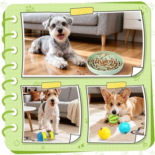 KIPRITII Dog Puzzle Feeder Set with Slow Feeder Bowl & Treat Ball