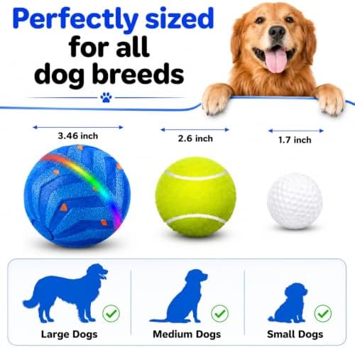 Smart Interactive Dog Ball, Automatic Rolling with LED Glow, E-TPU Dog Ball, Toy for Dog