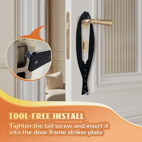 TGIOW Cat Door Latch, Cat Door Stopper Keep Open 2.5-6", 1 Pcs, Black | Keep Dogs Out of Litter Box and Food, Door Prop for Cats with 5 Adjustable Sizes, Door Plate Included, Pet Gate Alternative