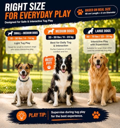 Dog Rope Toy 2 Pack, 18 in Heavy Duty Cotton Tug Toy for Medium Large Dogs, Interactive Tug of War & Chew Rope, Natural Undyed, Teeth Cleaning