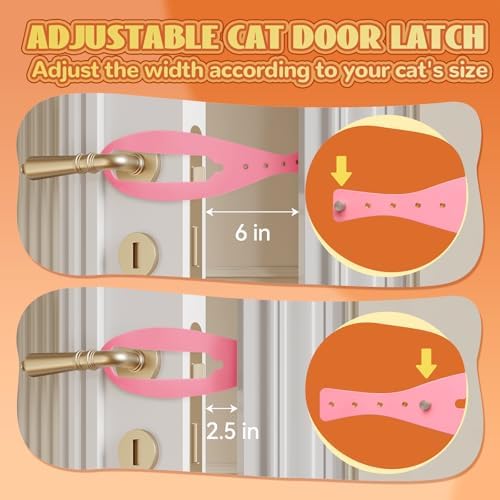 TGIOW Cat Door Latch, Cat Door Stopper Keep Open 2.5-6", 1 Pcs, Pink | Keep Dogs Out of Litter Box and Food, Door Prop for Cats with 5 Adjustable Sizes, Door Plate Included, Pet Gate Alternative