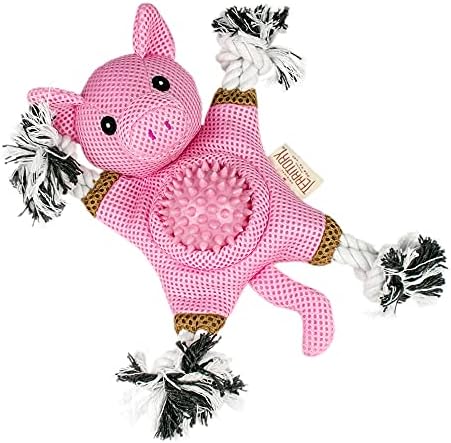 Territory 2 in 1 No Stuffing Removable Fetch Ball Tug Dog Toy for Small Medium Large Dogs, Pig