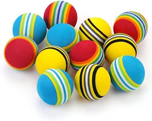 CHIWAVA 45PCS 1.7'' Foam Cat Toy Ball Rainbow Color Kitten Quiet Play Balls