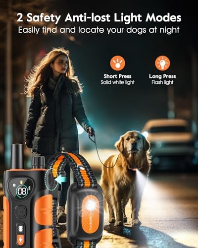 SLOPEHILL Dog Shock Collar,4200FT Dog Training Collar with Remote,Orange | IP68 Waterproof e Collar with Beep,Vibration,Safe Shock,Light,No Shock Mode,Shock Collar for Small Medium Large Dog 8-140lbs