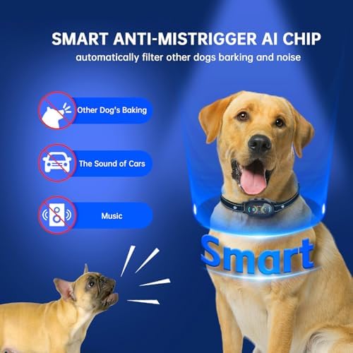 Dog Bark Collar, Rechargeable Bark Collar for Large Dog, IP67 Waterproof Anti Barking Collar Dogs with Adjustable Sensitivity for Medium and Small Dogs (Matte Black)