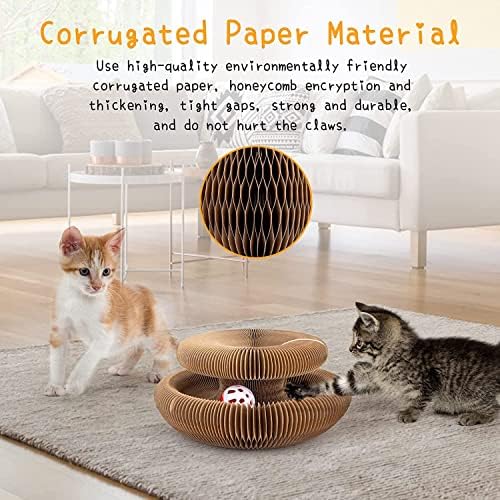 Kitty Kurlz Magic Organ Cat Scratcher Toys for Indoor, 1 Pack Twisty Paws Kitten Toy Cardboard Scratching Pads for Claw Grinding Interactive Mental Physical Exercise