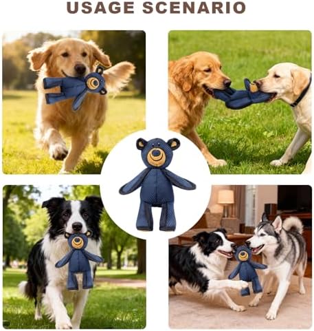 yfgswqx Squeaky Bear Dog Toy, 11.8 Inch Interactive Dog Toy with 1 Squeaker, 600D Oxford Fabric Tug Toy for Medium and Large Dogs
