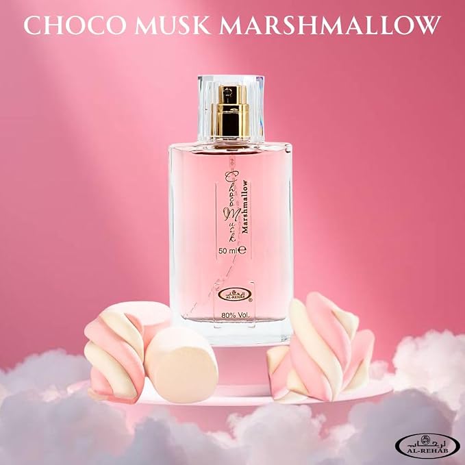 Al-Rehab Choco Musk Marshmallow Eau de Parfum for Women - 50ml (1.65 oz) | Gourmand Perfume with Strawberry, Marshmallow & Cocoa | Sweet, Fluffy & Addictive | Long-Lasting Arabian Dessert Scent
