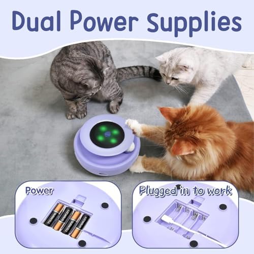 ORSDA Cat Toys, 2-in-1 Interactive Cat Toys for Indoor Cats, Automatic Cat Toy Balls, Mice Toys Ambush Feather Kitten Toys with 7pcs Attachments, Dual Power Supplies, Adjustable Speed, Auto On/Off