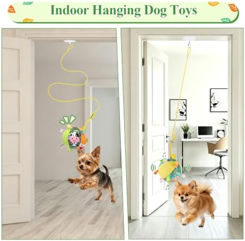 ASOCEA Hanging Dog Toy with Suction Cup, Colorful Squeaky Play Ball
