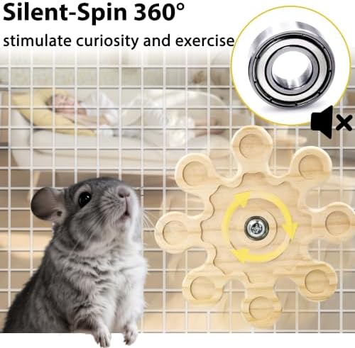 2Pcs Rotating Chinchilla Chew Toys, Kiln-Dried Wood for Teeth Care