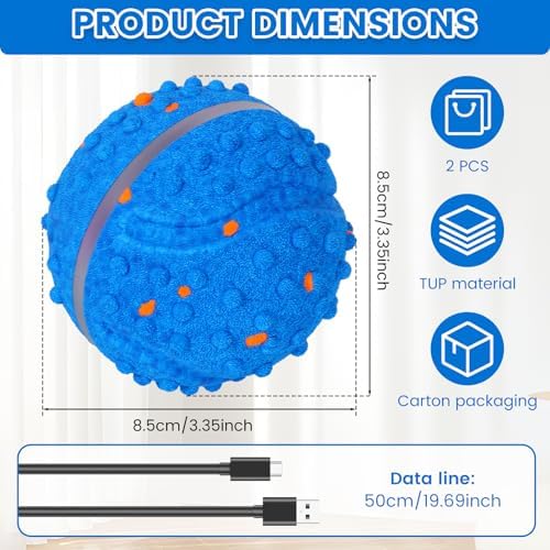 2 Pack Smart Interactive Dog Toys with LED Lights, E-TPU Material