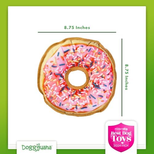 Doggijuana Tuffer Chewer Plush Dog Toy, Sprinkled Donut | Squeaky Refill