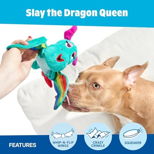 BarkBox Slay the Dragon Queen Dog Toy - Toy for Extra Small to Medium Dogs