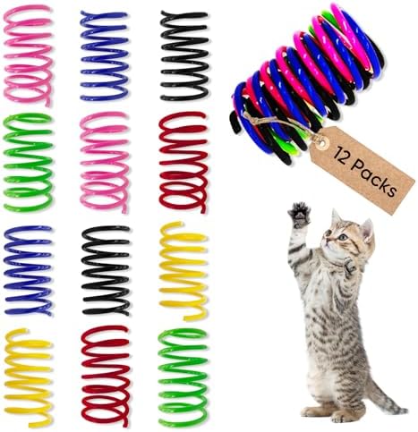 Cat Toys for Indoor Cats, 12 Pack Interactive Cat Spring Toys, 6Colors