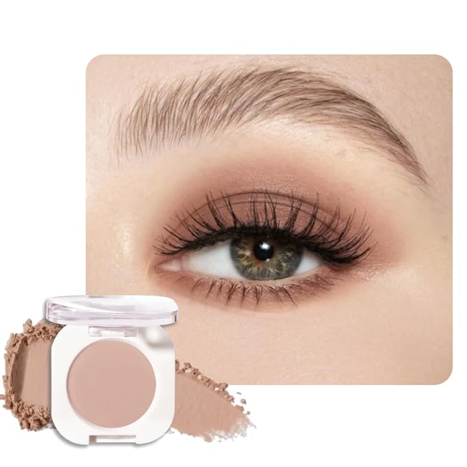 Rosy Brown Matte Eyeshadow Palette for Women, Single Monochrome Eye Shadow Makeup, Shiny Pressed Powder, Blendable Natural sombras para ojos, Holographic,Vegan,Travel -5