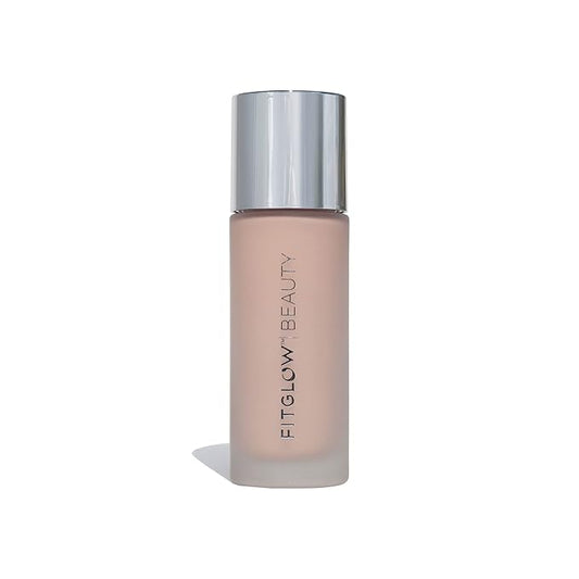 Fitglow Beauty Foundation+ | Vegan Skin-Treating Foundation with Peptides & Plant Collagen | Buildable Medium-Full Coverage, Natural Finish | Hydrating, Anti-Aging, Pore-Friendly | F2-30ml