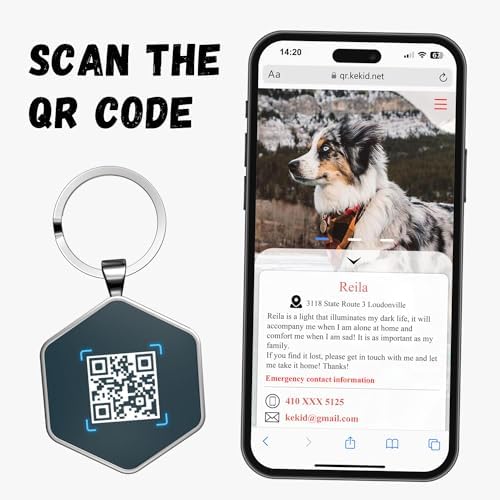 QR Code Dog Tag,Pet ID Tags, Dog Tags Personalized for Pets,Smart Dog ID Tags,Custom Dog Tags-Free Online&Scan QR Receive Instant Location Alert Email
