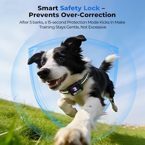 RPZ Automatic Dog Bark Collar for Small Medium Large Dogs 8-150 Lbs, Green | Rechargeable, bark count tracking, 4 training modes, 3 sensitivity levels, IP67 waterproof, beep, vibration and shock