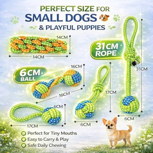 6 Pack Rope Toys for Dogs Aggressive Chewers, Prevents Boredom and Dental Cleaning for All Dog Sizes, Cotton Dog Tug Rope Toy for Instinctual Play, Exercise, and Training