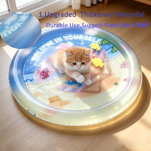 Upgraded Thickened Cat Water Bed Interactive Cat Toys Pet Play Mat Water Pad for Indoor Cats Multiple Breeds Stress Relief (Blue, Small(L25.5XW25.5Inch))