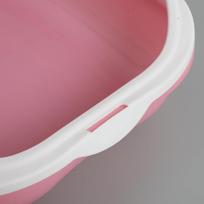 OUNONA Semi-Closed Cat Litter Box Anti-Splash Durable Pan with Open Top and Pee Shield for Small Cats and Kittens Indoor Housebreaking