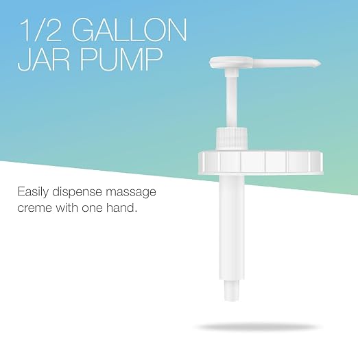 Bon Vital' Pump for 1/2 Gallon Jar, One-Hand Lotion Dispenser for Thick Massage Creams and Balms, Fits Mason Jar Pump Lids, Durable Plastic, Reusable and Easy to Clean, White