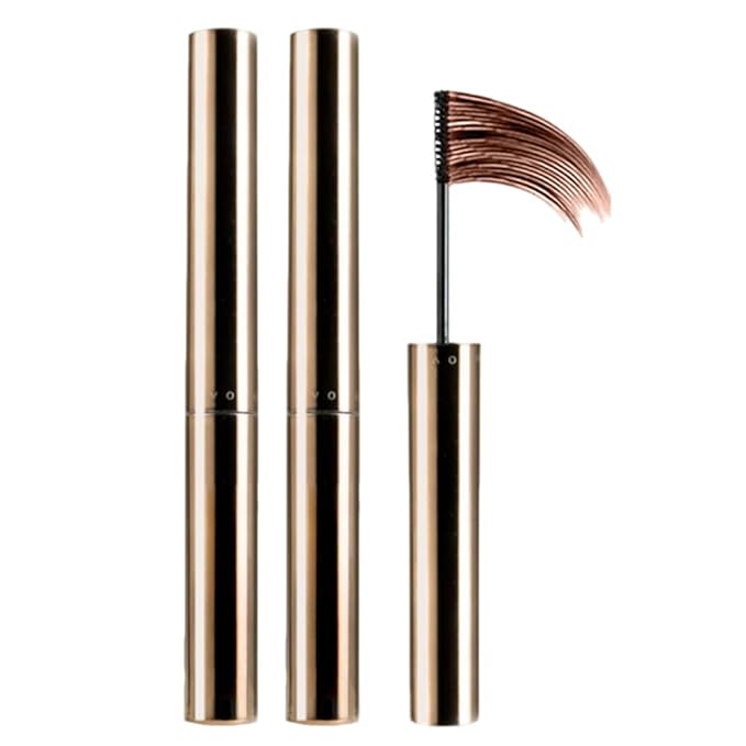 Ultra-Fine Lengthening Waterproof Quick-Dry Mascara, Waterproof Quick Drying Curling Mascara, Iron Wand Mascara, 3D Curling Eyelash Long, Lasting Smudge-Proof No Clumping (Brown+Brown)