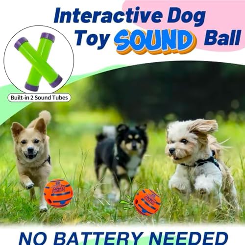 Tubby Potato™ Tater Tumbler Sound Ball – Interactive Dog Toy for All Breeds & Sizes | Durable, Makes Fun sounds When Rolled or Shaken, 5.5 Inches, Orange, Preferred by Pets over the wobble giggle toys