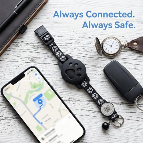 Cat Tracker with QR Code GPS Collar for Cats Electronic Pet Locator Waterproof Compatible with Apple Find My No Monthly Fee Ideal for Small to Large Cats Advanced Tracking Solution Smart Collar